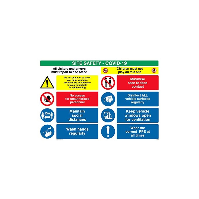 Viking Signs CC6015-A4L-5C Site safety board - Covid 19