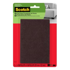 Scotch Felt Pads Brown, 2 Large Pads 4 x 6 in, Felt Furniture Pads for Protecting Hardwood Floors, Easy-to-Apply, Self-Stick Design, Reliable Protection from Nicks, Dents & Scratches (SP820-NA)