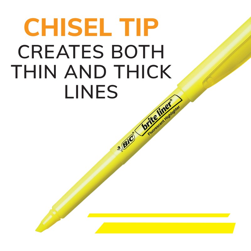 BIC Brite Liner Highlighters, Chisel Tip, 12-Count Pack of Green