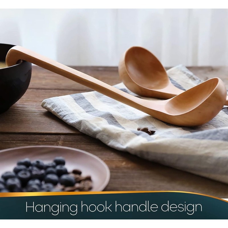Natural Spoon Classic Wooden Soup-ladle Bamboo Kitchen dinnerware Tools (Ladle,