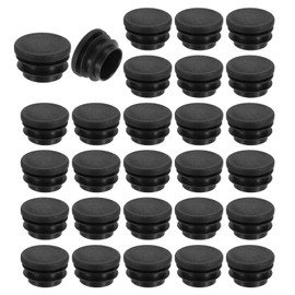 sourcing map 28 Pcs Round Plastic Plug, Black Tubing End Cap Plugs, 28mm(1.1 Inch) Furniture Leg Pipe Insert, Glide Protection for Chair, Sofa, Table, Shelf