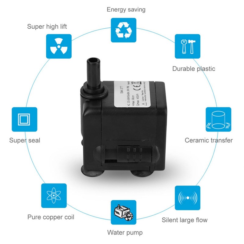 6W Ultra Quiet Submersible Water Pump Fish Pond Aquarium Tank