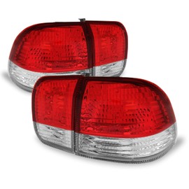 AKKON - For 1996-1998 Honda Civic 4DR Sedan EJ EK DX LX EX Red Clear Lens Tail Brake Light Lamps Left+Right Side Replacement