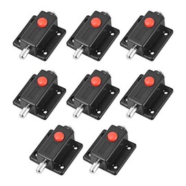 sourcing map Door Bolt Lock, 2-inch Plastic Sliding Barrel Keyless Latch with Switch Button, 8 Pcs (Black)
