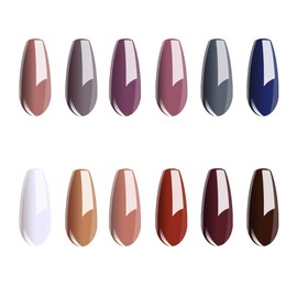 Vishine Gel Nail Polish Kit 12 Color Set, Popular Autumn Winter Gel Colors Collection, Nude Purple Maroon White UV Nail Gel Colors Manicure Set 8ml Each Bottle