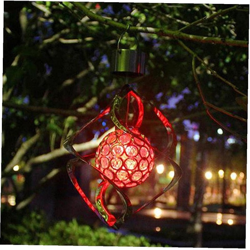 GFYWZ Wind Spinner Light Solar Garden Hanging Wind Chime Spiral