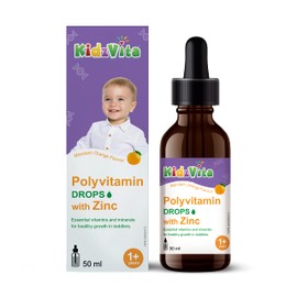 KidzVita - Polyvitamin Drops with Zinc - Kids Multivitamin for 1 to 3 Years - 9 essential Vitamins (Vitamin A, Vitamin B Complex, C & D3) - Mineral of Zinc - Eyesight Support - Immune Boost - Stronger Bones - Healthy Teeth - Natural Mandarin Orange Flavo