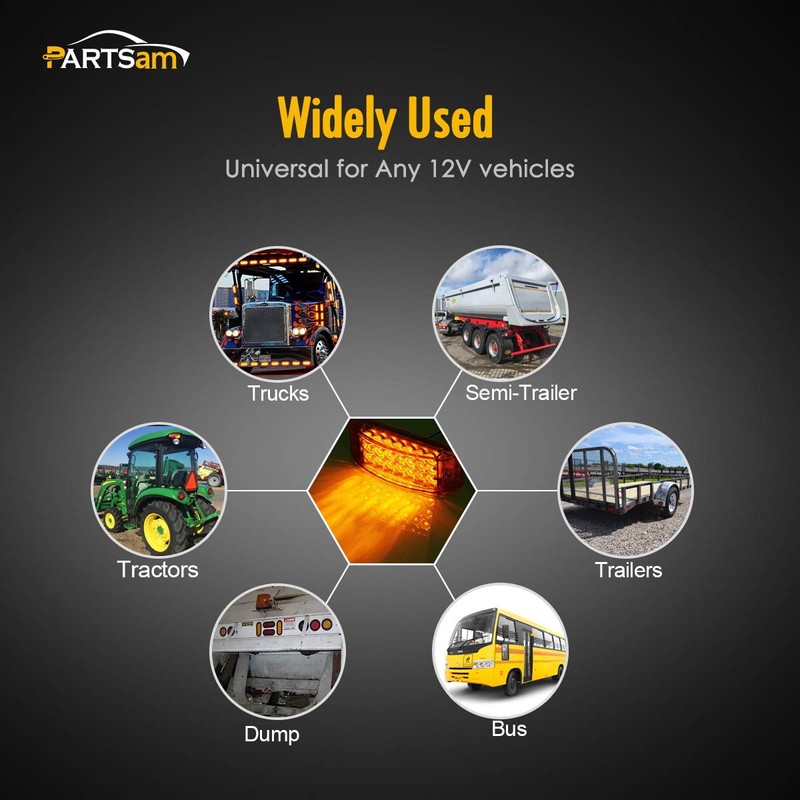 Partsam 10x 6 Rectangle Amber Led Side Marker and Clearance