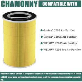 CHAMONNY P200S/P200 Pro Pet Care Filter Replcement, Compatible with WELOV P200S/P200 Pro Air Purifier, 3-in-1 H13 True HEPA Filter and Pre-Filter, 2 Pack