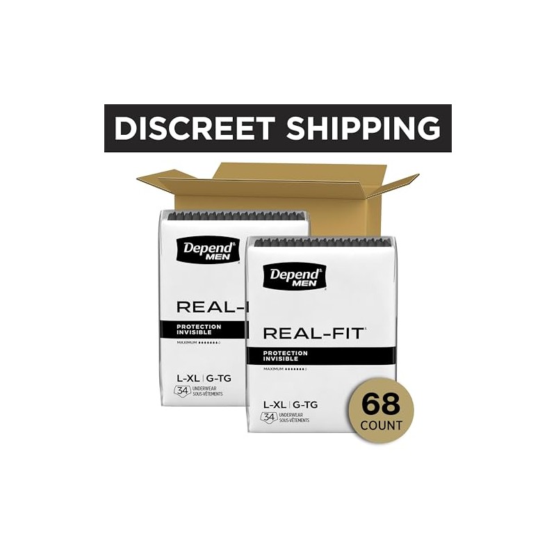 Depend Real Fit Adult Diapers, Incontinence Underwear for Men, Disposable,