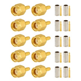 Vecys 10 PCS SMA Connectors SMA Male Crimp Connector for RG316 RG174 RF Coax Cable