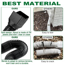 Binazon 2 Pack Black-Rain Gutter Downspout Extensions, Downspout Extender for Rainwater Drainage Flexible, Down Spout Drain Extension Pipe, Extendable from 21 to 62 Inches (Fit 4" x 3" downspouts)