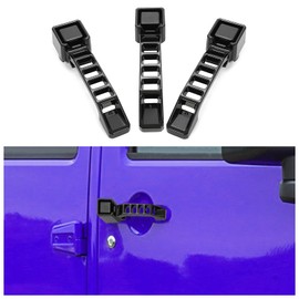 HECASA Exterior Door Handle Tailgate Handle Compatible with 2007-2018 Jeep Wrangler JK/JKU Aluminum Powder Coated Heavy Duty Post-Modern Mechanical Style 3Pcs