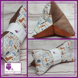 Leseknochen Nackenkissen (Weltreise) bequem und waschbar! Handgestopft und genäht in Deutschland - Nutzbar als Nackenrolle Kissen Nackenrolle