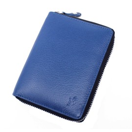 STARHIDE Women RFID Safe Protector Zip Around Genuine Leather Wallet with Coin Pocket Gift Box 5550 (Blue)