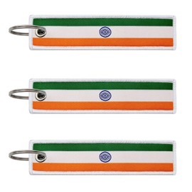 LLBFHH 3 Pcs India Indian Country Flag Keychain,Woven label Key Chains for Car Keys,Fabric Key Chains Men and Women,Used for Various Decorations.
