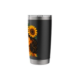 Latina Girl with Sunflowers and Tattoos Colorful Pop Art Stainless Steel Insulated Tumbler