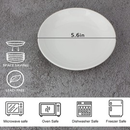 XINLTC 20-Piece Ceramic Appetizer Plates 5.6 Inch, Small Mini Dessert Plates Dinner Plates, Lightweight Round White Plates for Bread, Butter, Dinnerware Saucer Sets