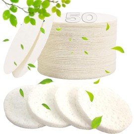 Esponjas faciales comprimidas de 50 unidades, esponja facial 100% natural de celulosa, esponjas profesionales de spa para limpieza facial, masaje, exf