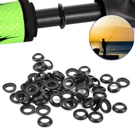 HERCHR Winding Check Ring, 60PCS Rubber Ring Fishing Rod Building DIY Components Elastic Winding Check Dress Ring for Fly Spinning Casting Rods Fishing Accessories(11mm)