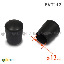 Ajile Round Rubber Foot Caps Black for Protection and Good Finishing of the Pipe with 12 mm External Tube - Pack of 16 - EVX112x16