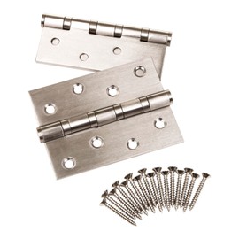 SOTECH Pack of 4 Door Hinges 101 x 76 x 2.0 mm Screw-On Tape Stainless Steel SS304 Ball Bearing Mounted with Stainless Steel Screws Hinge Load Capacity 60 kg Door Hinges for Indoor and Outdoor Use