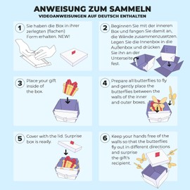 FETTIPOP DIY Gift Box Butterfly Explosion (Love) 8.5 x 14 x 11 cm, Gift Box Surprise