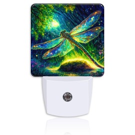 Cute Glowing Dragonfly Plug Night Light,Forest Magic Dragonfly Night Light Lamp Auto Sensor Energy Efficient Dusk to Dawn Lights for Girls Boys Women Room Decor,Hallway,Kitchen,Bathroom,Nursery,Stairs