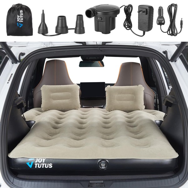 JOYTUTUS SUV Air Mattress for Car Camping, 71" L x 55" W x 4" H Thickened & Inflatable Car Mattress for Sleeping Pad, Portable Integrated SUV Camping Bed with 2-in-1 Air Pump, Pillows & Carry Bag