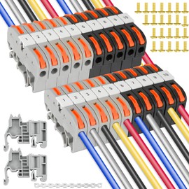 Pack of 20 DIN Rail Terminals, 0.08-4 mm² PCT-211 DIN Rail Terminals, Terminal Block Passage Connector, Clamp Block DIN Rail, Clamps Feed-Through Clamp for Fixed Cable Automation Projects