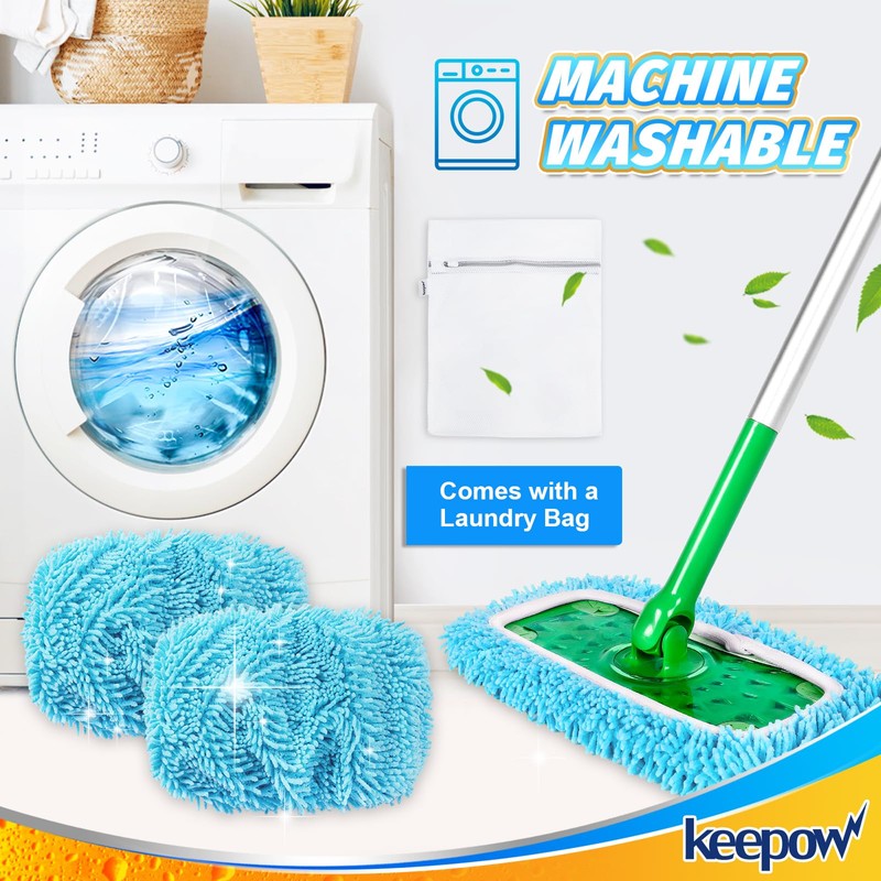 KEEPOW Reusable Microfiber Mop Pads Compatible with Sweeper Mop Replacement