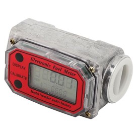 Medidor de Flujo de Combustible Turbina Diésel Gasolina Queroseno con Visualización LCD Digital Entrada y Salida NPT Rojo