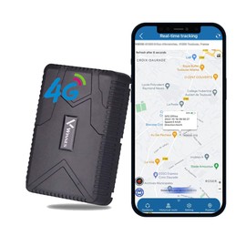 Winnes 4G GPS Tracker Without Subscription Car GPS Tracker 120 Days Standby Time Waterproof and Highly Magnetic with Free Apps 5 Seconds to Update the Position Worldwide Real Time Tracking 7800 mAh