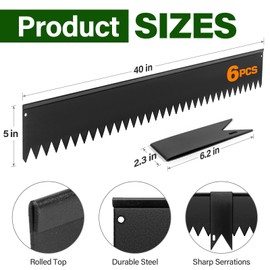 LAVEVE Landscape Edging Galvanized Steel Black, Hammer-in Metal Garden Edging Border with Clips, Suitable for Garden Fence, Paver Edging, Lawn and Yard