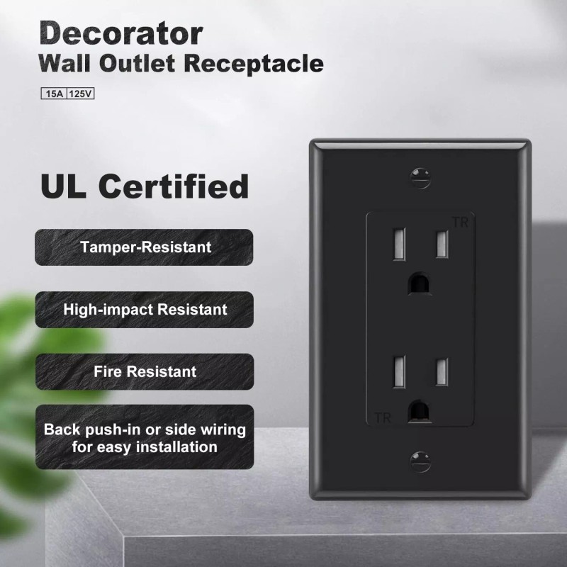 maxbright 10 Pack Outlet Socket, Decora Duplex Receptacle 15 Amp,