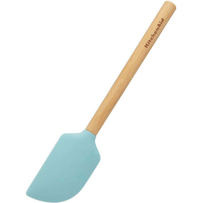 KitchenAid Universal Bamboo Handle Scraper Spatula, 11-Inch, Aqua
