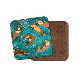 1 x Cute Cartoon Otters Coaster - Love Animal Kids Mum Auntie Sister Fun #14984