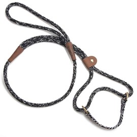 Mendota Pet Dog Walker, Martingale Style Leash - Leash & Collar Combo, Made in The USA - Salt & Pepper, 3/8 in x 6 ft - for Small/Medium Breeds