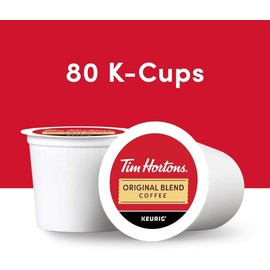 Tim Hortons Original Blend Medium Roast Coffee - 80 Single Serve K-Cup Pods for Keurig Brewers {Imported from Canada}
