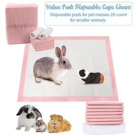 Tfwadmx Rabbit Pee Pads 20 Pcs 18"× 13" Disposable Cage Liners Leak-Proof Super Absorbent Potty Training Pad for Puppy Guinea Pigs Hedgehog Hamsters Chinchillas Cats and Other Small Animals