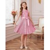 GRACE KARIN Girls Birthday Dance Dress Pink Kids Fancy Sequin