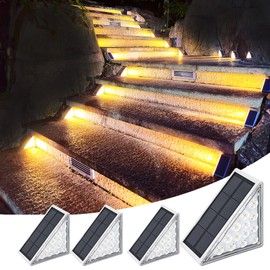 Talwei Solar Lights for Outdoors, Pack of 4 Solar Stair Lamps, Solar Stair Lighting, Stair Light, Super Bright for Backyard, Patio, Lawn, Steps, Driveways, Auto On/Off