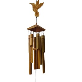Hummingbird Wind Chimes for Outside, Sympathy Wind Chimes Bamboo Windchimes Outdoors with Natural Sounds, Indoor Outdoor Decorations for Patio Porch Garden