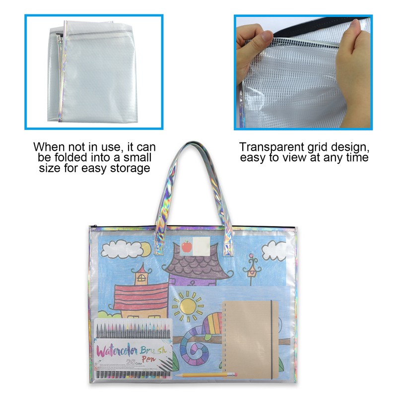 Art Portfolio Bag Laser Design Large Capacity Waterproof Artwork Posters