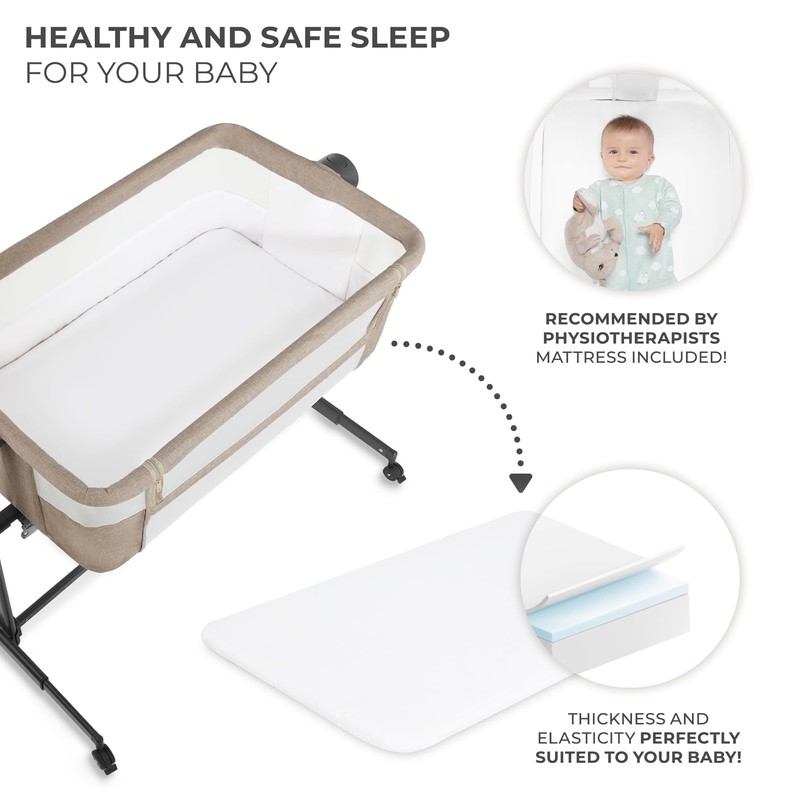 Kinderkraft Neste UP2 Bedside Crib 2 in 1, Co-Sleeper from