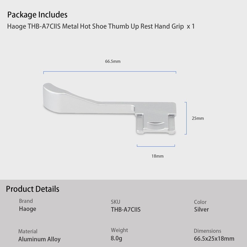 Haoge Metal Thumb Up Rest Hand Grip for Sony α7CII,