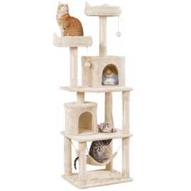 Yaheetech Cat Tower, 70.5in H Cat Tree for Indoor Cats, Multi Level Cat Climbing Tree w/Condo & Padded Perches, Large Plush Cat Play House Scratching Post for Kitten