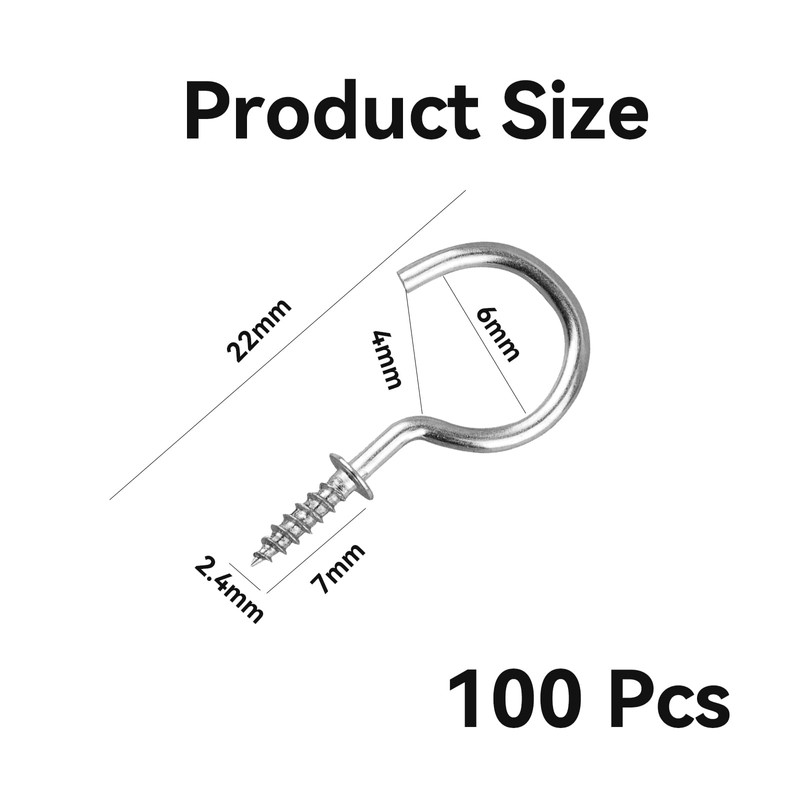100 Pcs Small Hooks, Small Screw-in Hooks, Mini Metal Ceiling