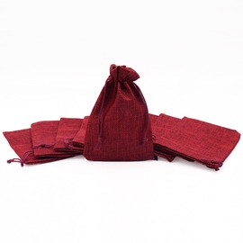 Leeyunbee Pack of 30 10 x 15 cm Jute Bags with Drawstring, Linen Bags Hessian Bags, Small Gift Bags for Jewellery, DIY, Crafts, Wedding, Party, Christmas (Burgundy)