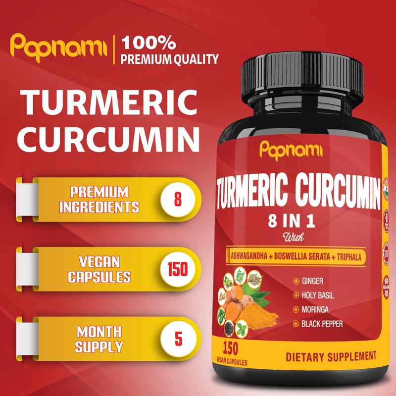 Turmeric Curcumin Capsules - with Ashwagandha, Boswellia, Triphala, Ginger, Holy